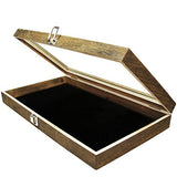 MOOCA Wooden Jewelry Display Case with Tempered Glass Lid and Removable Luxurious Velvet Pad, Brown Color MOOCA