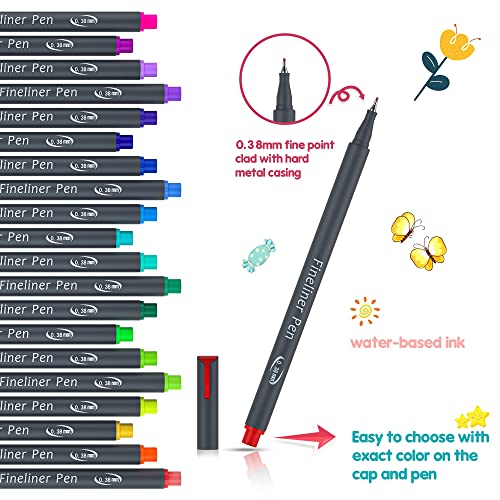 Hethrone Fine Tip Pens - Colored Pens Fineliner Pens Journal Planner Pens for