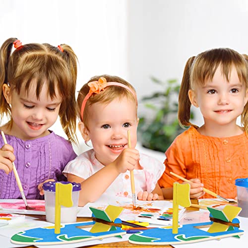 Deekin 48 Packs DIY Wood Sailboat Craft Wooden Boat Toy Rubber Band Paddle Model Boat Kits to Build and Paint for DIY Craft Gift School Projects Deekin