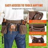 VEVOR 13 Pockets Tool Belt, Adjusts from 29 Inches to 54 Inches, Leather Heavy Duty Tool Pouch Bag with Dual Hammer Loops, Tool Bag for Electrician, VEVOR