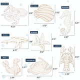 Unfinished Wood Cutouts Ocean Animals Wooden Paint Crafts Animal Wood Pieces, 16 Styles Sea Animal Life Cutouts, for Kid Home Decor Ornament DIY bunhum