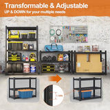 Gadroad 5 Tier Shelving Heavy Duty Storage Shelves Adjustable Garage Utility Shelf Rack Metal Shelving Unit Multipurpose Shelf Warehouse Basement Gadroad