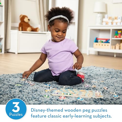 Melissa & Doug Disney Wooden Peg Puzzles Set: Letters, Numbers, and Shapes and Colors - Letters And Number Puzzles, Disney Puzzles, Wooden Puzzles - WoodArtSupply