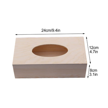 Wood Tissue Box Cover for Disposable Paper Facial Tissues, Wooden Rectangular Tissue Box Holder for Storage on Bathroom Vanity, Office Desk, Bedroom