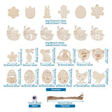 Pandahall 48Pcs Wooden Hanging Cutouts Ornaments Mixed Shapes Unfinished Wood Easter Ornaments with Hemp Cord for Hanging Decoration, Crafts DIY PH PandaHall