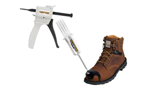 Tuff Toe Work Boot Repair Kit: BLACK TUFF GUN APPLICATOR & BOOT BUNDLE (BLACK) Combo Upgrade Leather Boot Shoe Adhesive Resole Restore Steel Toe Work Tuff Toe