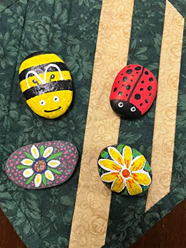 Komking Rock Painting Kit, Smooth Painting Rocks, 12 PCS Flat Craft Rocks Stones for Rock Painting with Acrylic Paint Pens, 4PCS Glow in the Dark