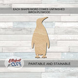 Emperor Penguin Wood Cutouts for crafts, Laser Cut Wood Shapes 5mm thick Baltic Birch Wood, Multiple Sizes Available Elliefont Styles