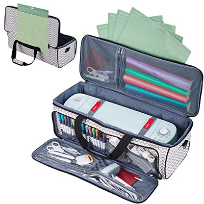 HOMEST Carrying Case for Cricut with Multi pockets for 12x12 Mats, Large Front Pocket for Accessories, Ripple (Patent Design) - WoodArtSupply