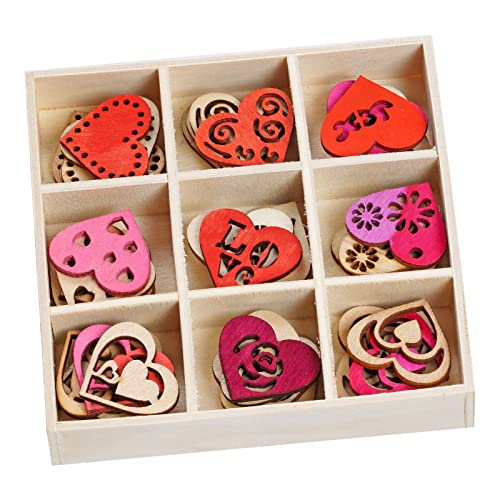 Yookat 45 Pieces Unfinished Wood Hearts for Crafts Wooden Heart Embellishments Wooden Ornaments Unfinished Hearts for Valentine's Day and Wedding