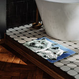 Ciieeo Carpet Making Kit Christmas Printed Canvas DIY Bathmat Rug Making Kit Yarn Hand Woven Rug Blue DIY Floor Mat Unfinished White Tapestry DIY Rug Ciieeo