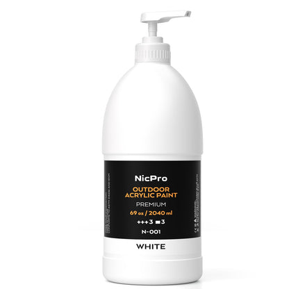 Nicpro White Large Outdoor Acrylic Paint Set (69 oz, 2040 ml) Rich Art Painting Supplies Non Toxic Multi Surface Paint for Canvas, Wood, Leather, - WoodArtSupply