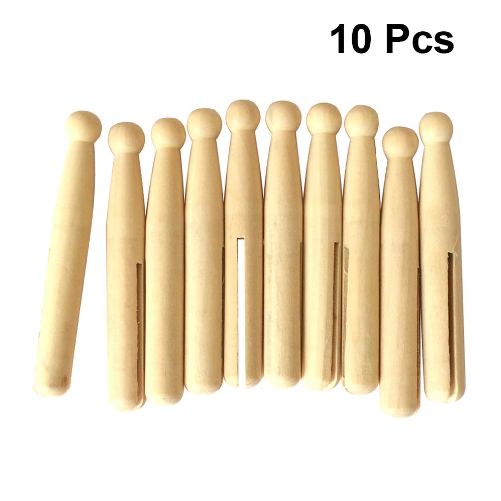 Healifty 10pcs Unfinished Wooden Peg Dolls Wooden Clothes pin Doll Peg Baby Doll Unfinished Clothespins Peg DIY Sticks Round Wooden clothespins Healifty