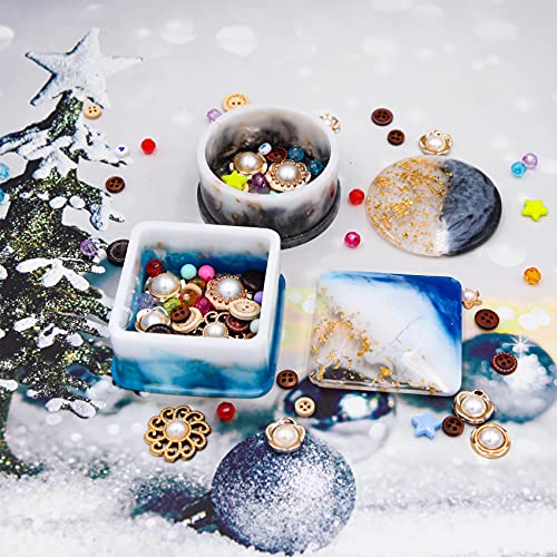 EuTengHao Resin Molds 43Pcs Silicone Molds for Resin, Epoxy Resin Crown Shape Mold Heart Shape Mold with Mica Powder for Storage Box Jewelry Trinket EuTengHao