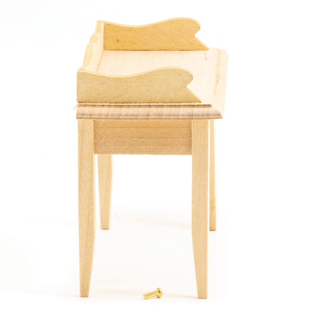 Dollhouse Miniature Unfinished Writing Desk with 1 Drawer Classics by Handley