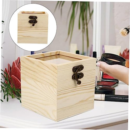 BESTOYARD 2 Pcs Wooden Box with Glass Lid Jewelry Container Earring Display Holder Glass Jewelry Keepsake Candy Necklace Case Unfinished Wooden Chest