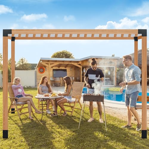 SZSFSYYX Pergola Bracket Kit, 4pcs Gazebo Brackets Kit, 3-Way Right Angle Corner Bracket for 4x4(3.5inchx3.5inch) Wood Posts, Patio Pergolas, Log - WoodArtSupply