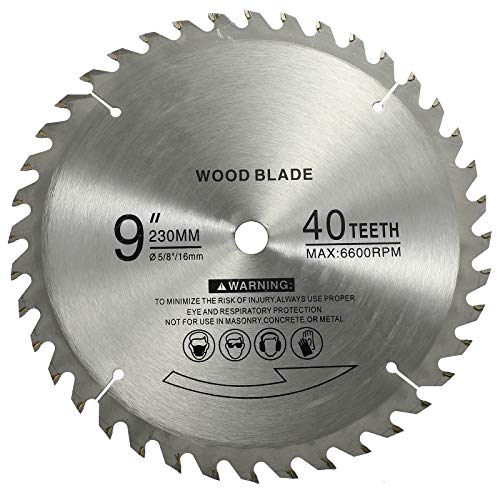 BlueNatHxRPR 9" 40 Teeth Carbide Tip Wood Cutting Circular Saw Blade Table Saw Blade Miter Saw Blade with 5/8" Arbor for General Purpose BlueNatHxRPR