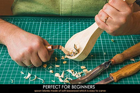 BeaverCraft Basswood Wood Carving Spoon Blank B1 10" x 2" x 1.4" Premium Wood Whittling Wood Carving for Beginners Kids BeaverCraft