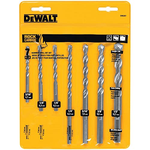 DEWALT Masonry Drill Bit Set, Percussion, Concrete & Block, 7-Piece (DW5207) - WoodArtSupply