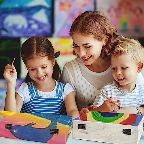 OMUFBTO unfinished wooden box, small wooden gift boxes with lids,paintable little wooden box, Jewelry Boxes wooden and Wooden Gift Box for Home