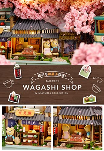 Kisoy Dollhouse Miniature with Furniture Kit, Handmade DIY House Model for Teens Adult Gift (Cherry Blossoms) Kisoy