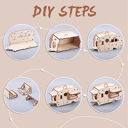 INFUNLY DIY Stem Kit Bird House Kit Camper Bird House Kit Wooden Birdhouses Set Grocery Store Design Educational DIY Carpentry Construction Wood