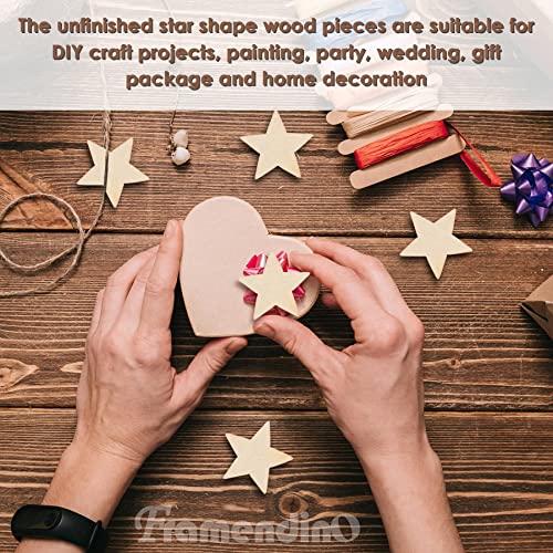 Framendino, 200 Pack Wood Stars Cutouts Unfinished Wooden Stars Pieces Blank Slices for DIY Crafts Wedding Party 1 Inch Framendino