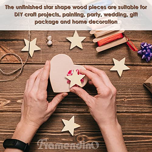 Framendino, 200 Pack Wood Stars Cutouts Unfinished Wooden Stars Pieces Blank Slices for DIY Crafts Wedding Party 1 Inch - WoodArtSupply