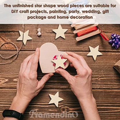 Framendino, 200 Pack Wood Stars Cutouts Unfinished Wooden Stars Pieces Blank Slices for DIY Crafts Wedding Party 1 Inch - WoodArtSupply