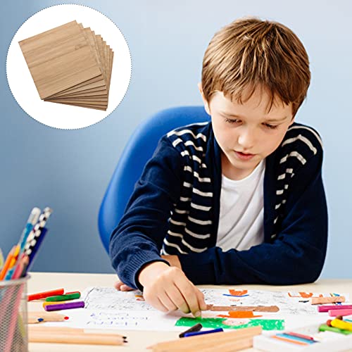 EXCEART Unfinished Craft Wooden Sheets Wood Pieces Blank Bamboo Wood Slices Wooden Square Cutouts for DIY Crafts Painting Staining Coasters 9cm 10Pcs EXCEART