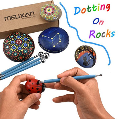 Meuxan 10 Piece Dotting Tools Ball Styluses for Rock Painting, Pottery Clay Modeling Embossing Art - WoodArtSupply