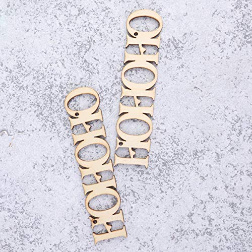 Amosfun 20pcs Unfinished Wood Ornament Wood Letter Ho Cutout Pieces DIY Craft Pendant for Xmas Tree Festive Hanging Decoration Amosfun