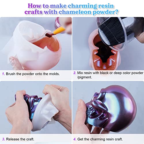 LET'S RESIN Chameleon Mica Powder, 10 * 5g Color Shifting Mica for Epoxy Resin/Tumbler, Saturated Chrome Pigment for Oil Painting,Slime,Nails LET'S RESIN