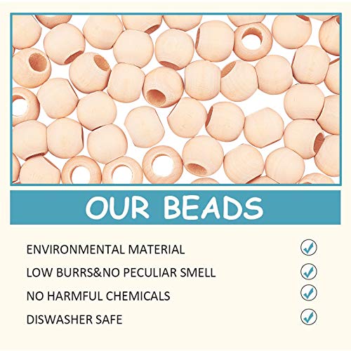 PH PandaHall 300 Pcs 14mm Natural Unfinished Wood Spacer Beads Large Hole Round Ball Wooden Loose Beads for Crafts DIY Jewelry Bracelet Making PH PandaHall