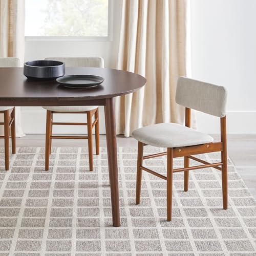 Walker Edison Mid Century Solid Wood Oval Extension Dining Table with Hairpin Legs and Removable Leaf, 60 Inch, Walnut Walker Edison