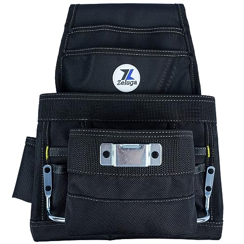 Zeluga 20-215 10 Pocket Extra Large Capacity Polyester Nail and Tool Pouch, Black Zeluga