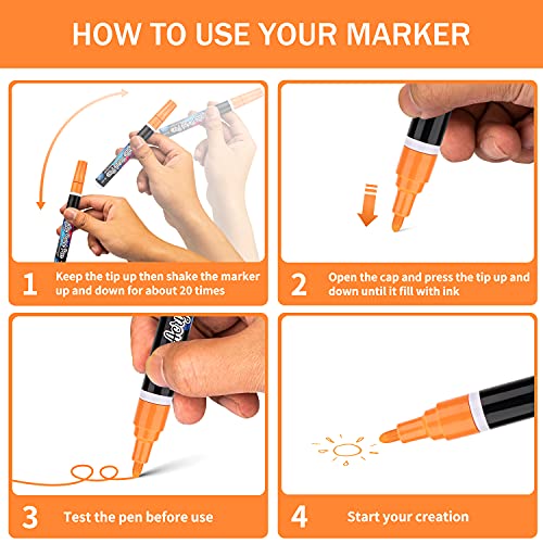 IJIANG Bundle Acrylic Paint Markers Set, 24 Pack Acrylic Paint Pens & 12 Pack Acrylic Painting Marker Pens IJIANG