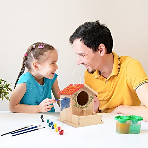 LotFancy Bird House Kit, DIY Wooden Birdhouse Kits, Arts and Crafts Painting Kits for Kids Ages 5+, Build and Paint, Including Paints & Brushes LotFancy