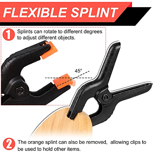 12 Pack Plastic Spring Clamps, 3.5inch Small Heavy Duty Clips for Crafts, Backdrop Stand, Woodworking, Photography Studios (Black) Romeda