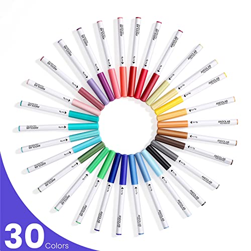 ANDOLAB Fine Point Pens for Cricut Maker 3/Maker/Explore 3/Air 2/Air, 0.4 Tip Ultimate Fine Point Pens Set of 30 Pack Supplies Tools Accessories ANDOLAB