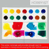 MEEDEN 22-Well Ceramic Watercolor Palette, Rectangle Porcelain Artist Paint Palette, 7.6'' × 5.5'' Ceramic Mixing Tray for Gouache, Watercolor, MEEDEN