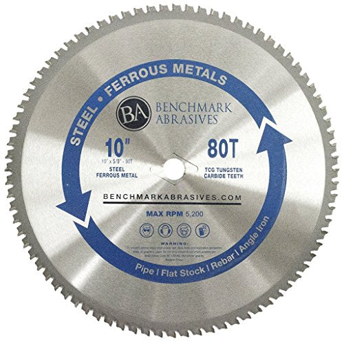 Benchmark Abrasives 10" TCT Saw Blades, Tungsten Carbide Tipped Circular Metal Cutting Saw Blades for Steel, Stainless Steel, Nickel, Titanium, - WoodArtSupply