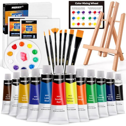 MERRIY Paint Set for Kids,25-Piece Painting Supplies Kit with