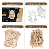 ROKR 3D Wooden Puzzle for Adults Owl Clock Model Kit Desk Clock Home Decor Unique Gift for Kids on Birthday/Christmas Day ROKR