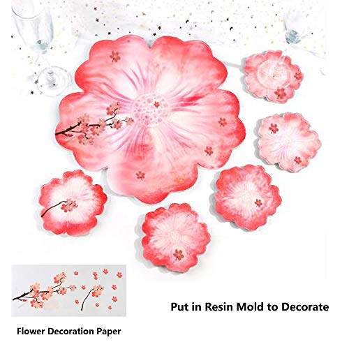 Resin Coaster Molds, Large Silicone Flower Shape Tray Coaster Resin Molds Kit for DIY Epoxy Resin Casting, Agate Coasters, Home Decor Making (6pcs) KAOAORESIN