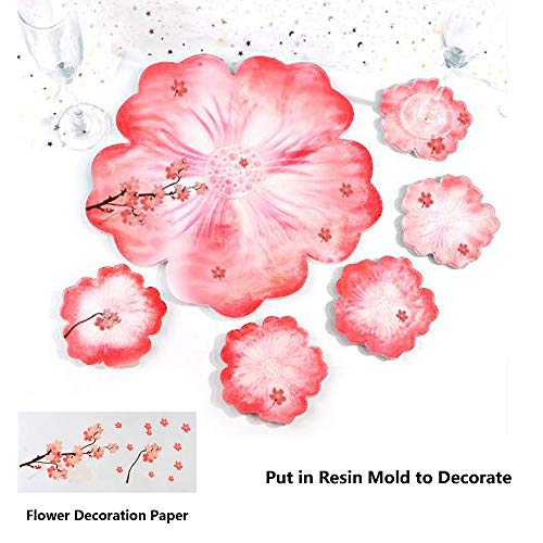 Resin Coaster Molds, Large Silicone Flower Shape Tray Coaster Resin Molds Kit for DIY Epoxy Resin Casting, Agate Coasters, Home Decor Making (6pcs)