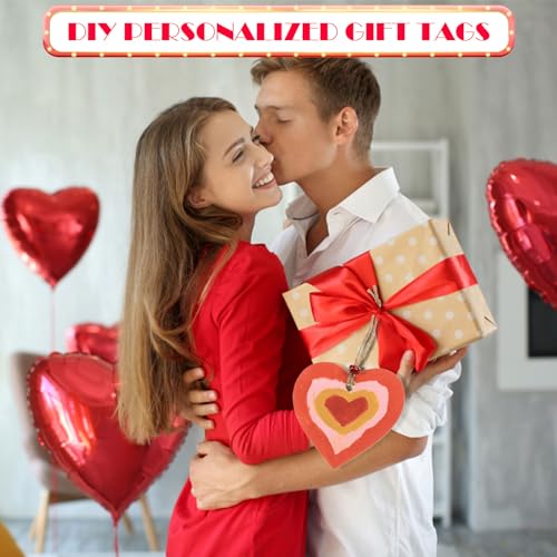 AWIZOM 72 Pcs Unfinished Heart Wood Slices Cutouts with Twine,Pens,Bells AWIZOM