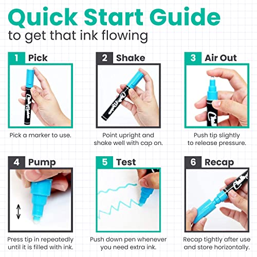 Extra Fine Tip Liquid Chalk Markers (10 Pack) with Gold & Silver - Dry Erase Marker Pens for Blackboard, Windows, Chalkboard Signs, Bistro - 1mm Tip Chalkola