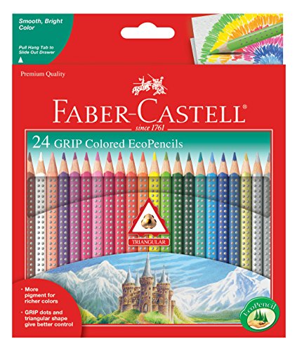 Faber-Castell Grip Colored EcoPencils - 24 Pack Colored Pencils, Pre-Sharpened - WoodArtSupply